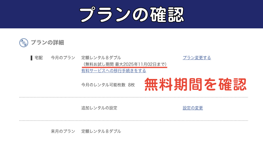 TSUTAYAディスカスプランの確認